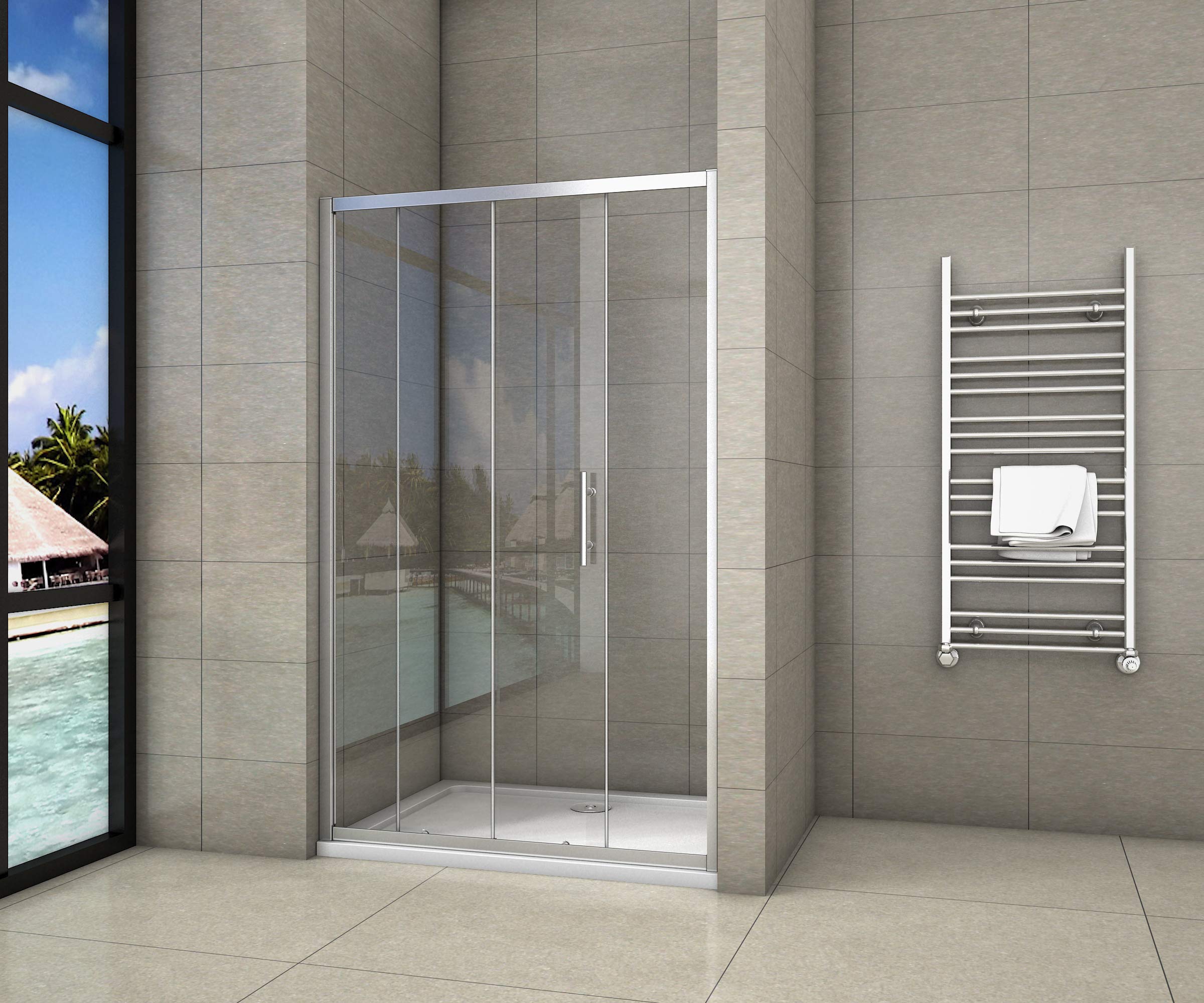 Porte de douche coulissante 140x190cm en niche porte de douche AICA