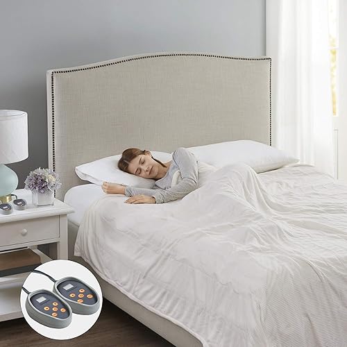 Miniatura 9 de Beautyrest Manta eléctrica de microforro polar ultrasuave con textura acanalada, acogedora y cómoda para clima frío, calentamiento rápido, apagado