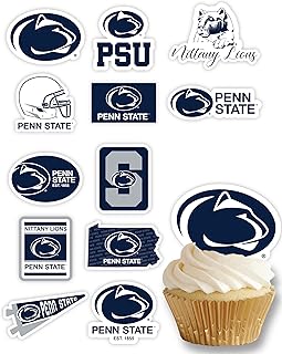 Penn State University Cupcake Topper Party Supplies for Football, Birthday, Graduation Party Decorations (24 Pieces) (Penn State Nittany Lions)