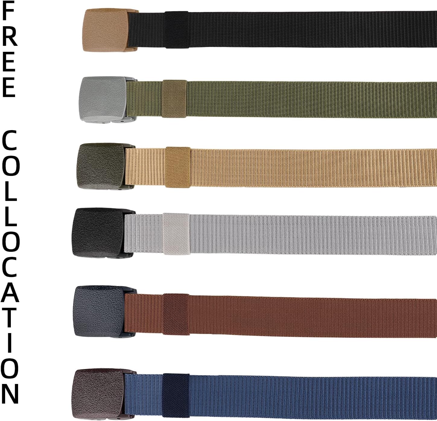 Generic 6 Pack Tactical Military Nylon Belt Plastic Buckle Metal Free Webbing Canvas Belt for Outdoors - Image 6