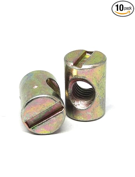 Well-Goal 10pcs M6 Barrel Bolts Cross Dowel Slotted Furniture Nut for Beds Crib Chairs