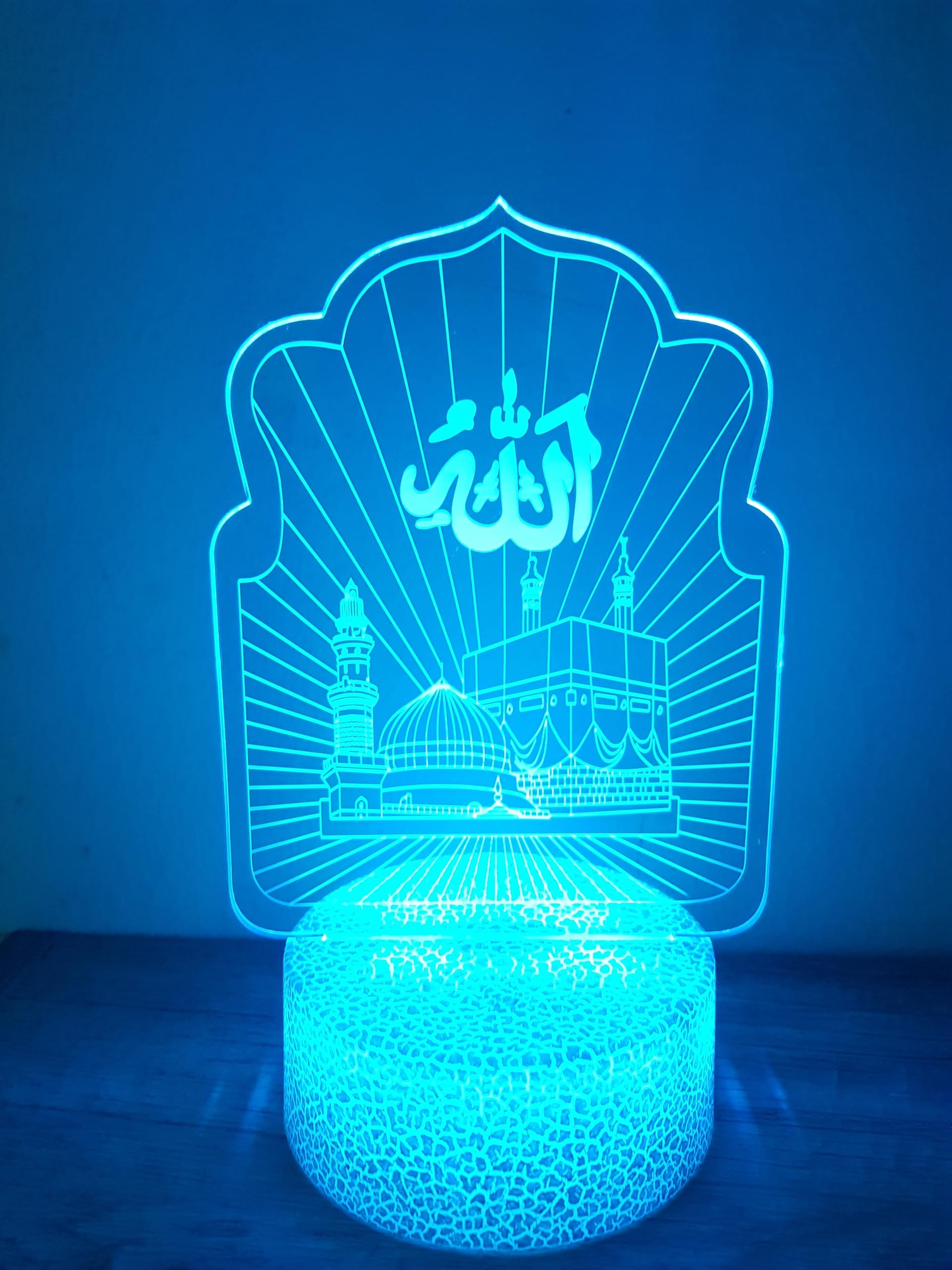 KKK STORE-Acrylic 3D Night Lights USB LED Table Lamp Touch And Remote Control 3D Table Lamp 7 colors 16 color Changing Decor Night Light (Allah)