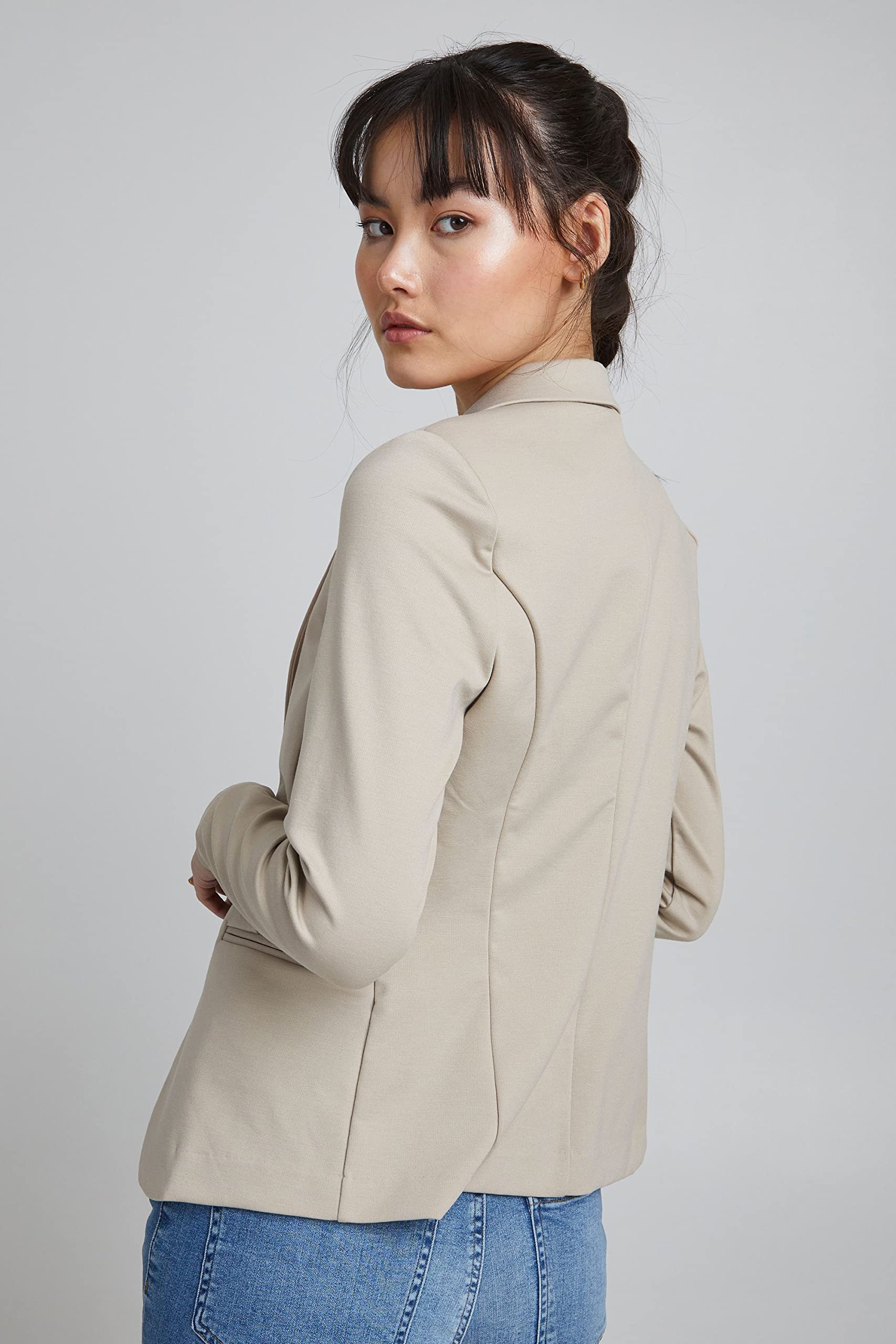 ICHI IHKATE BL Damen Blazer Kurzblazer Jacke EIN-Knopf-Blazer mit Stretch und Reverskragen