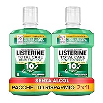 LISTERINE Denti e Gengive Gusto Delicato, Collutorio 0% alcol al gusto di Menta Fresca, Collutorio senza alcool con 10 benefici in 1, Confezione da 2 x 1L – Esclusiva Amazon
