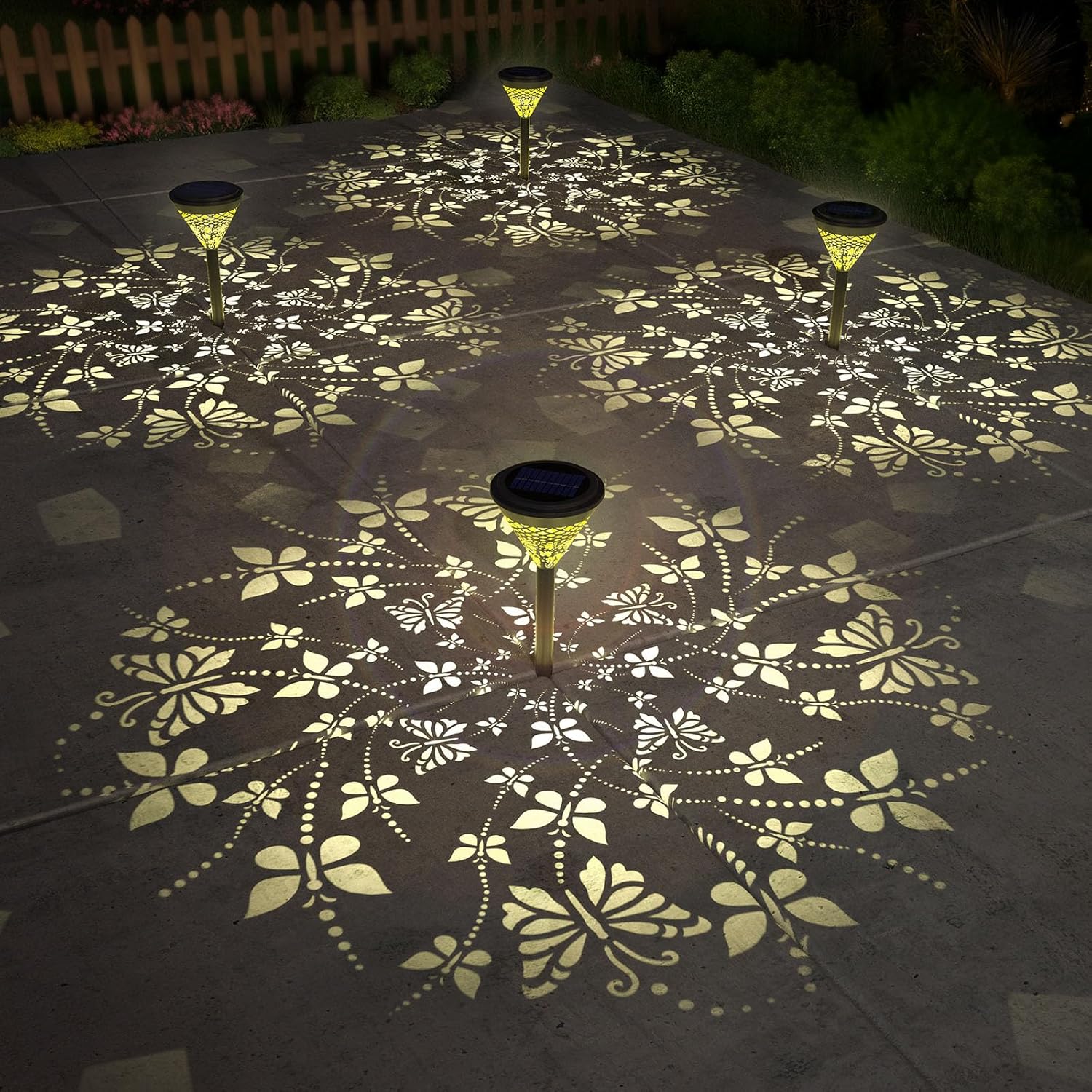 twinkya 4 Pack Solar Lights Outdoor Waterproof Decorative Solar Garden Lights for Outside Bright Led Metal Solar Powered Pathway Landscape Light for Yard Path Backyard Walkway Sidewalk Patio Decor