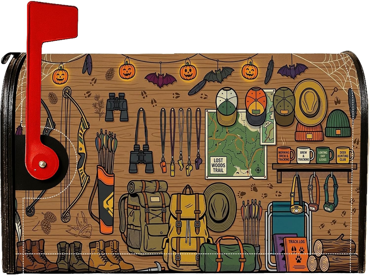 Camping Adventure Gear Theme Halloween Magnetic Mailbox Covers 21x25 Inch