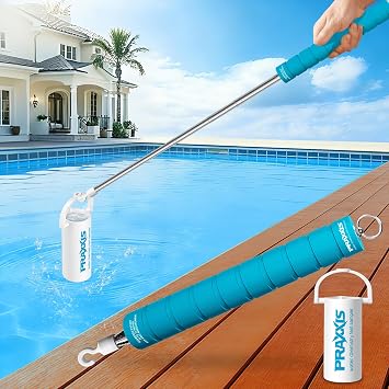 PRAXXIS NO Kneeling Telescopic Water Sampler w/Sample Bucket for Pool, Spa