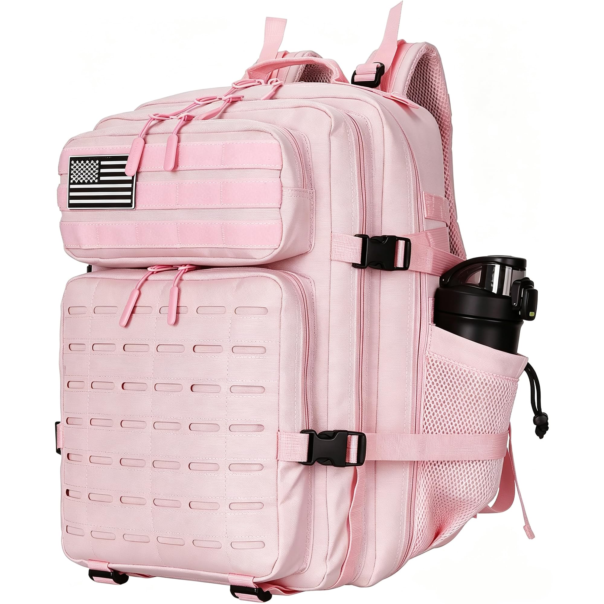 Military Tactical Backpack 45L/25L 3 Day Assault Pack Molle Daypack Hiking Backpack for Men and Women (Pink, 45L)