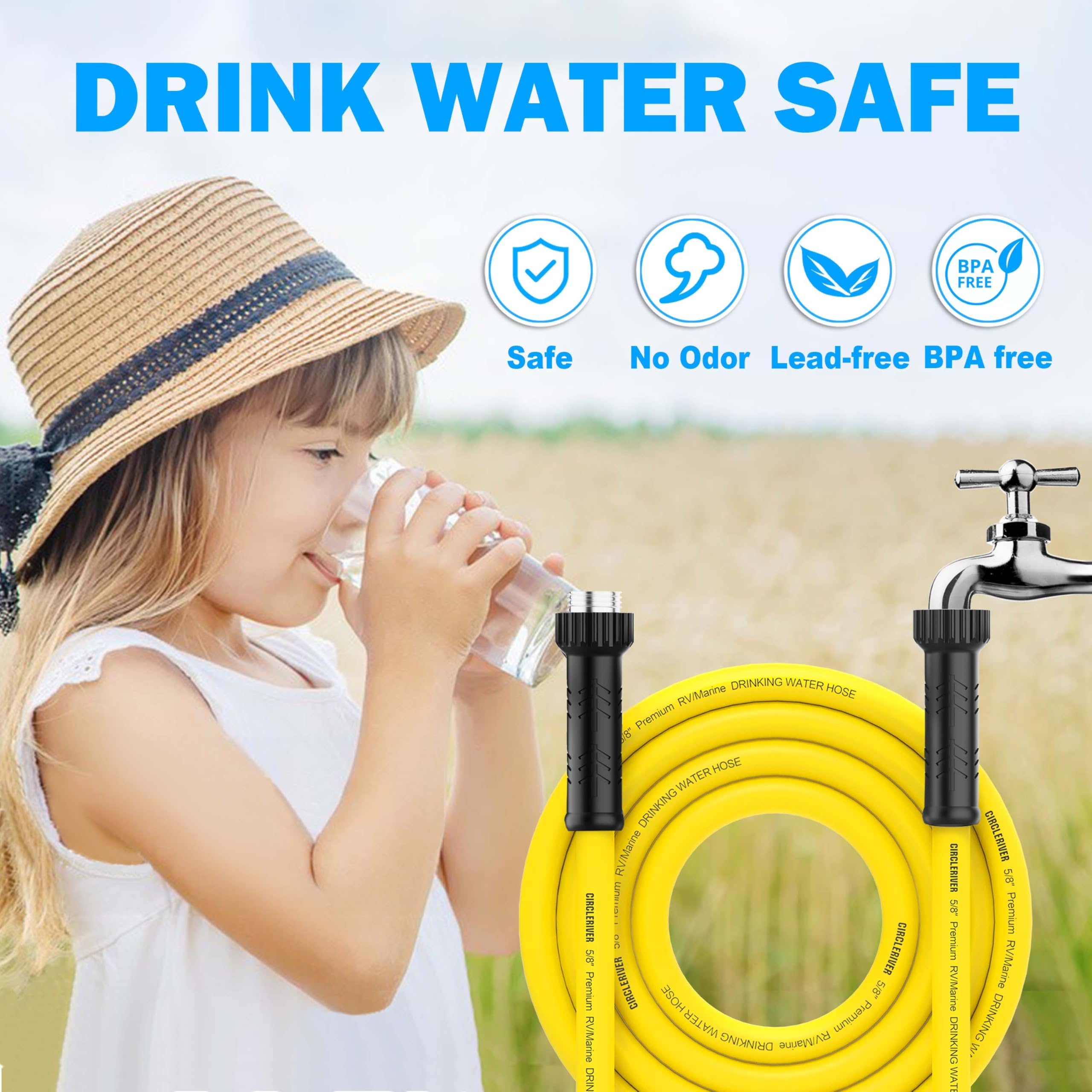 Tubo per acqua per camper da 15 m, 1,5 cm, per camper, campeggio, marine, rimorchi e camion, senza BPA, anti-piega e senza perdite