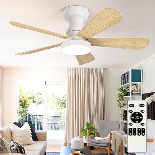 Miniatura 39 de Depuley Ventilador de techo moderno con luz: ventiladores pequeños blancos de 42 pulgadas para dormitorio interior y exterior - Ventiladores de