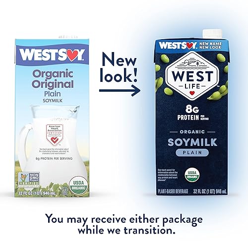 Miniatura 2 de West Life - Leche de soja orgánica, original llana, 0.31 onzas de proteína, alternativa láctea vegana, sin lactosa, estable en el almacenamiento, 32