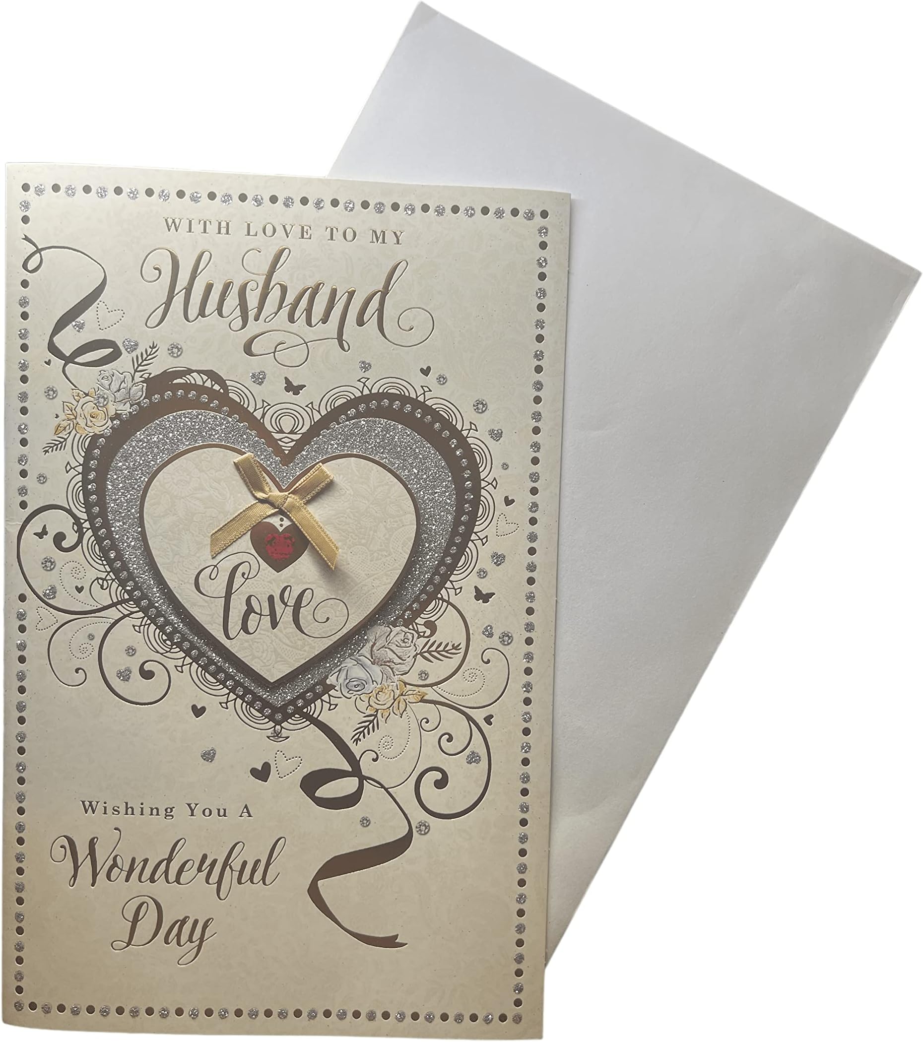 "Express Yourself" Birthday Card for Husband - 3D Effect on Cover and 8 Page Insert - Envelope Included - Heart Design