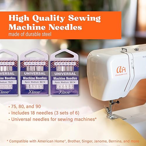 Miniatura 4 de American Home Kit de costura de viaje, suministros de costura de alta calidad, incluyendo agujas universales para máquina de coser compatibles con