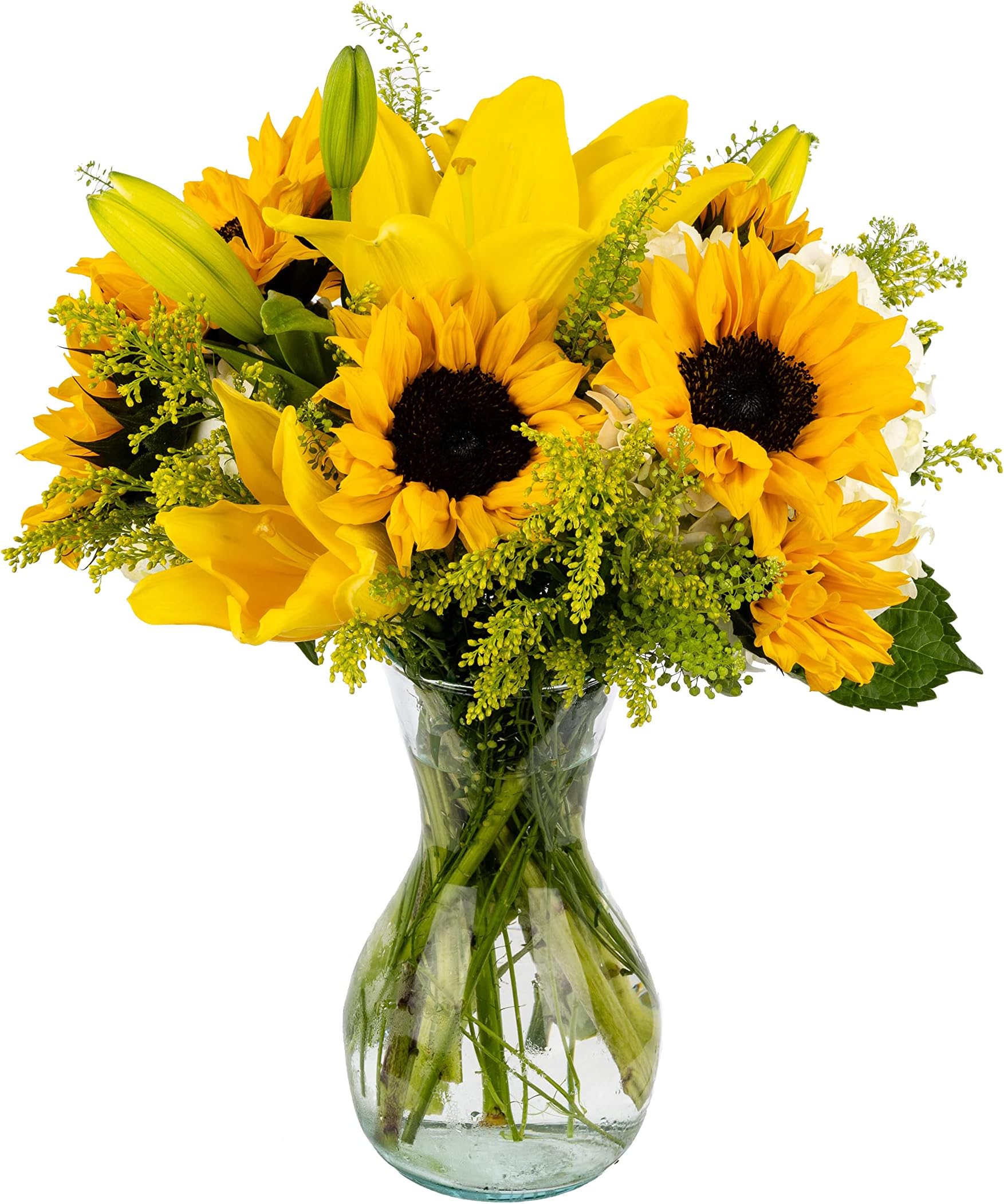 Luminous | Yellow Fresh Sunflowers Arrangement with Vase | Arabella Bouquets | Flowers for Delivery, Graduation, Birthday, Congratulations
