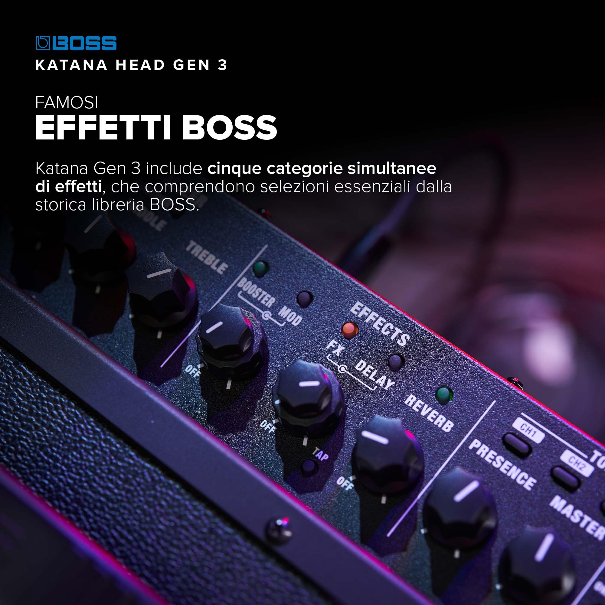 BOSS Katana Head Gen 3 Testata per Chitarra | Testata compatta da 100 watt | Sound Tube Logic evoluto | 12 amp character | Effetti BOSS integrati | Connettività avanzata