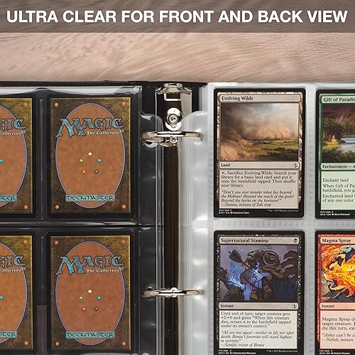 Vista 22 de Samsill Paquete de 50 fundas para tarjetas coleccionables de 4 bolsillos, capacidad para 400 tarjetas, transparente, cabe en mini carpeta estándar