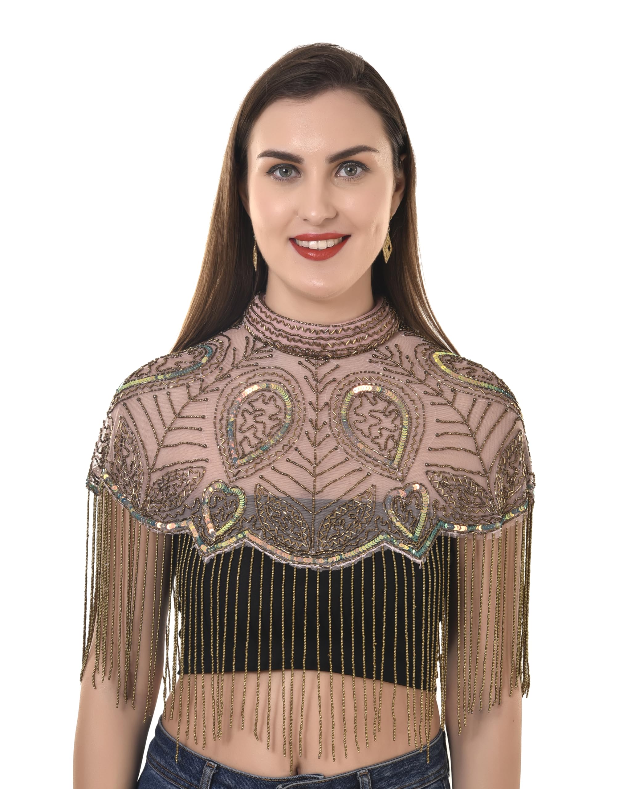 Women's Net Poncho Capes Embroidery Shrugs-picture-42