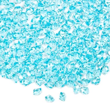 Featuman Blue Crystal Gems Plastic Jewels, 400 Pcs Fake Crystals Acrylic Gems Vase Fillers for Centerpieces, Fake Diamonds Plastic Ice Cubes for Board Gaming, Table Decor, Beach Theme Party