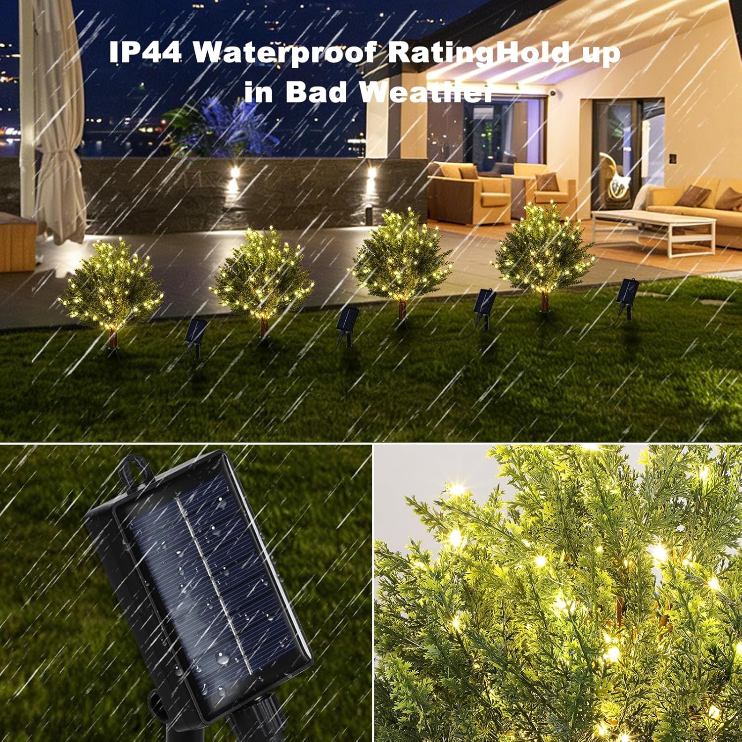 2 Pack Artificial Cedar Trees with Solar Lights Outdoor, 25 Inch Faux Topiary Trees with Ground Spikes, Evergreen Plants for Patio Garden Porch Walkway Landscape