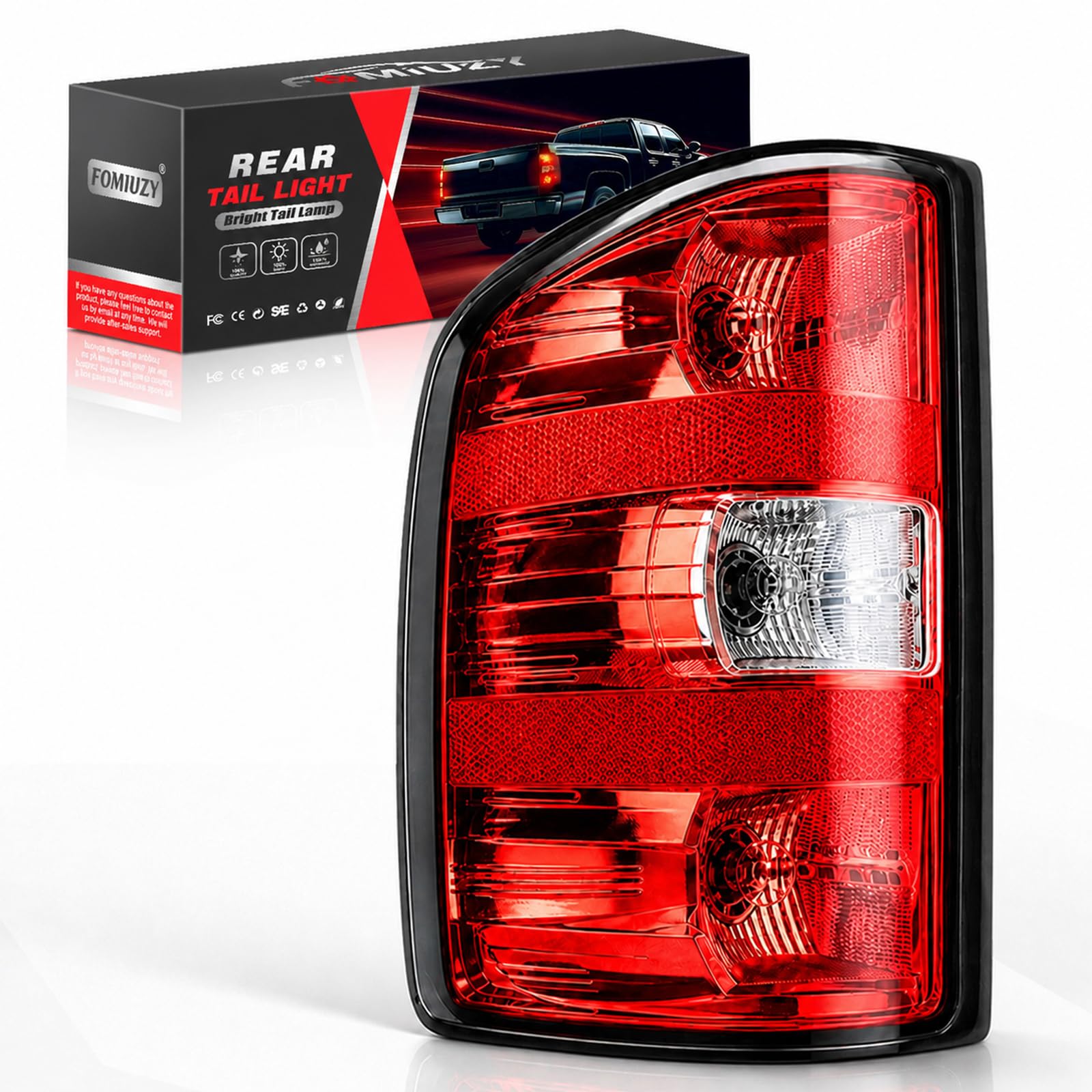 Tail Lights Assembly Left Driver Fit 07-13 Chevy Silverado 1500 2007 2008 2009 2010 2011 2012 2013 2014 Chevrolet 2500 3500 HD 2500HD 3500HD Rear Brake Back Taillight Lens 25958482 25877454