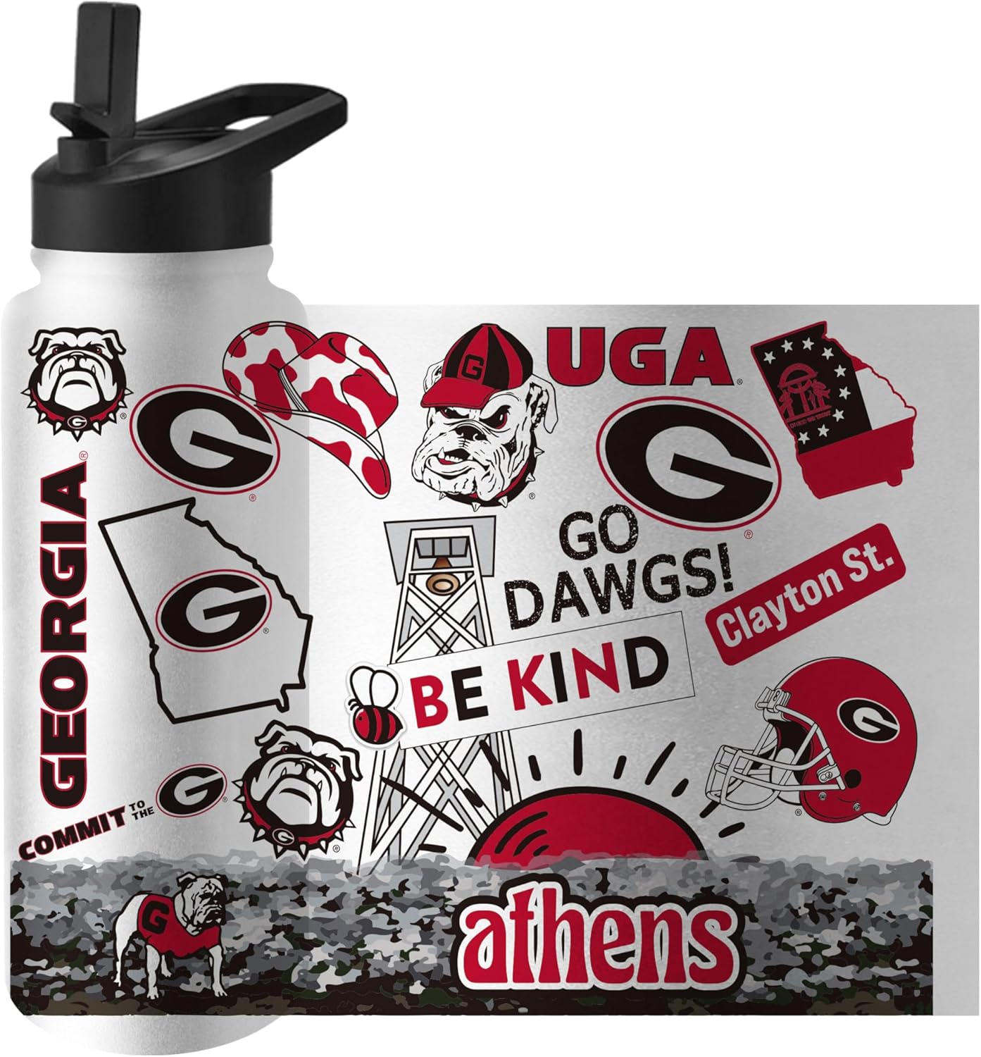 Logo Brands NCAA Native 34 oz Quencher Water Bottle - | Local Icons Design | Double-Wall Insulated| Leak-Proof Lid & Built-In Straw - Image 2