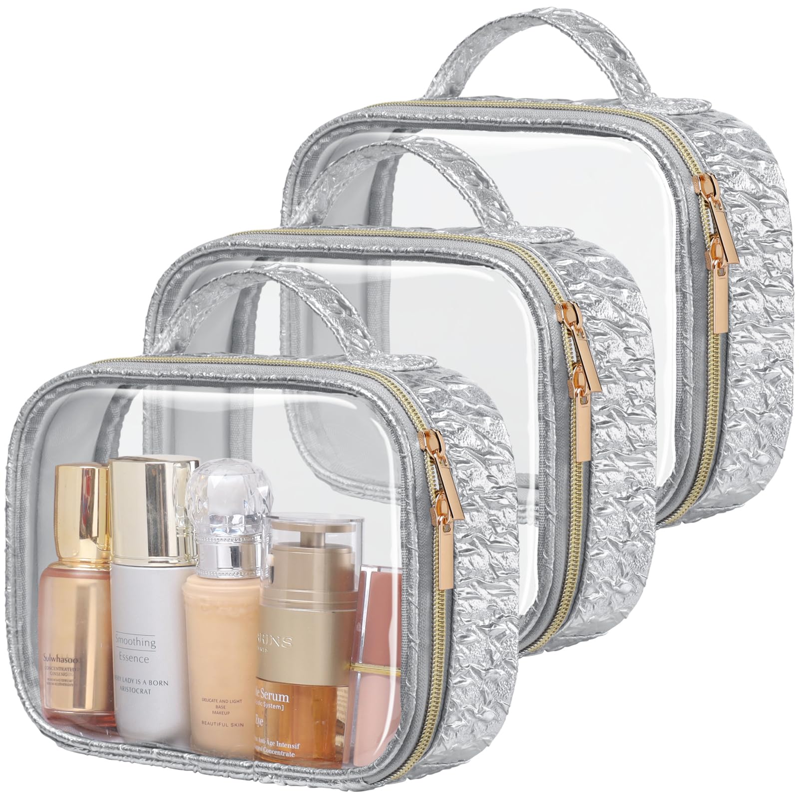 PACKISMTSA Approved Toiletry Bag - Upgrade Color-Edged Clear Makeup Bags, Clear Toiletry Bags For Traveling Fits Various Storage Needs
