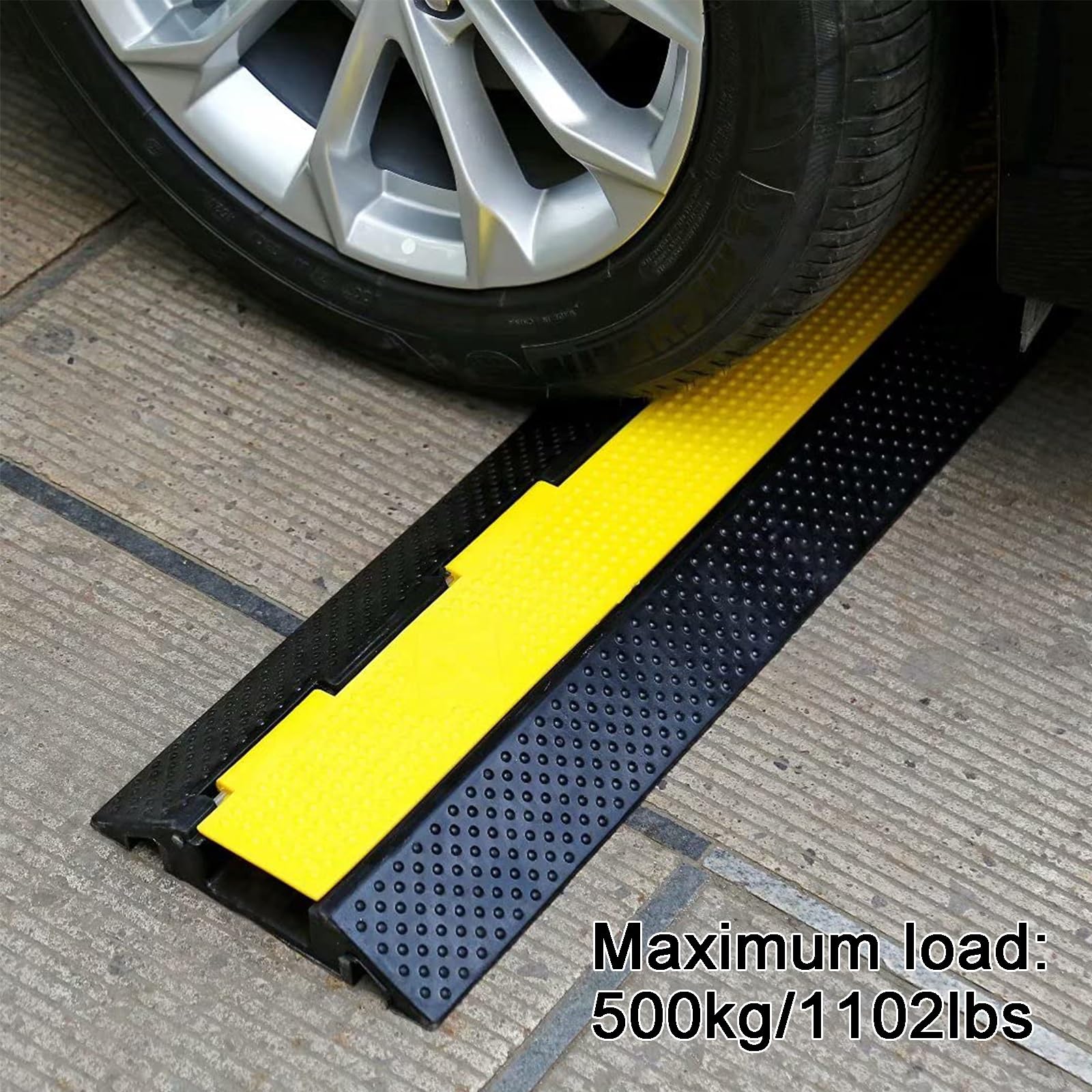 1 Canal de Goma Pasacables Suelo 2 Unidades Capacidad de 1102 Libras Protector Cable Resistente para Exteriores(100 * 22 * 3.2cm/39 * 8.7 * 1.3in)