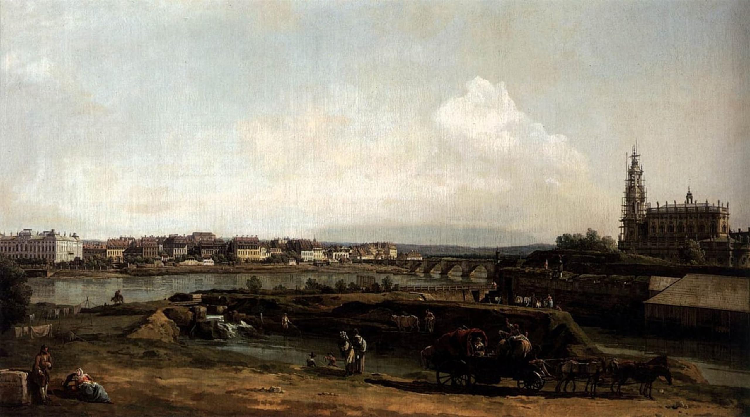ARTXLXXBN Famous Print Painting Colorful Art Print Dresden From the Left Bank of the Elbe Below the Fortifications by Bernardo Bellotto Canvas Art Decorations for Home Decor 60x90cm