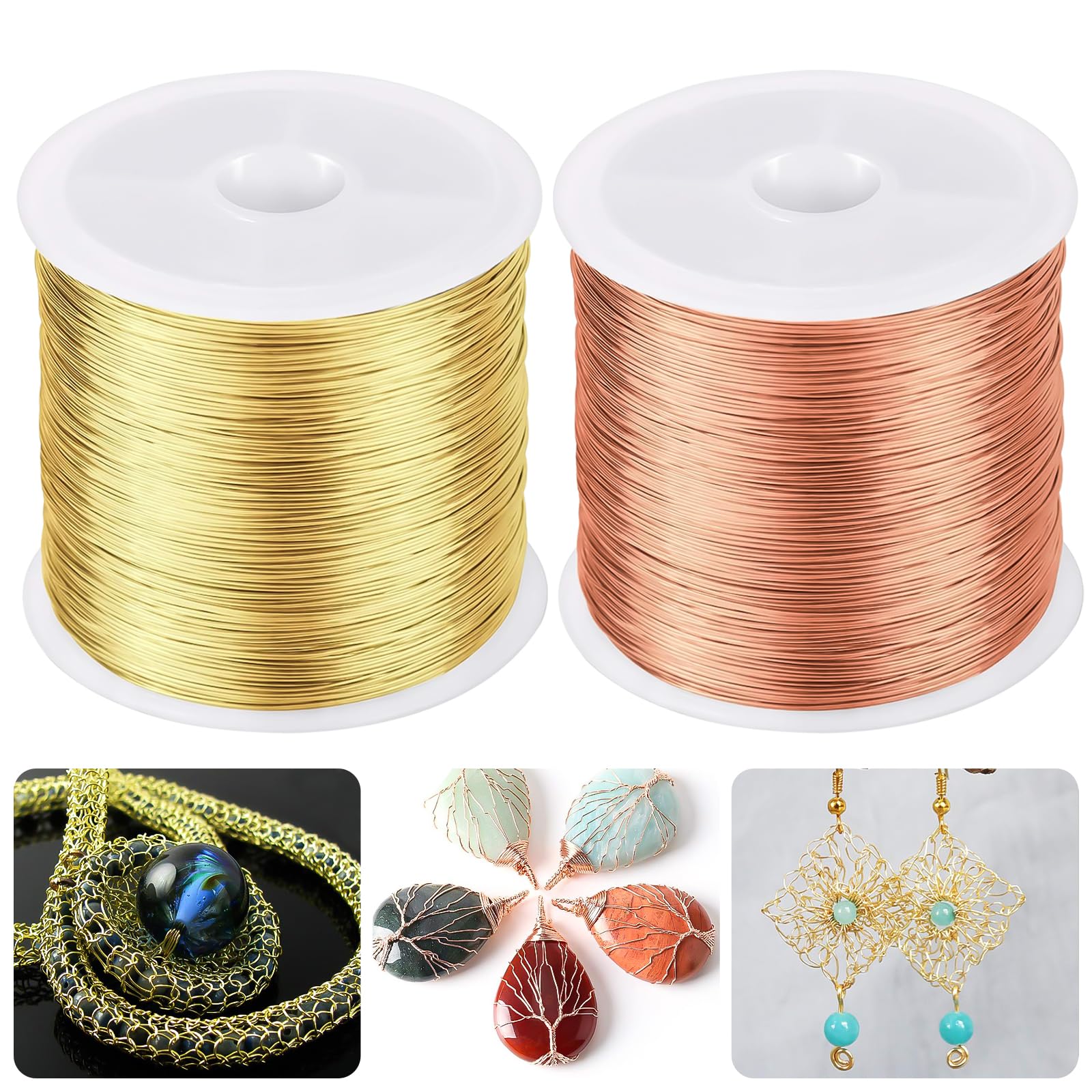 PH Pandahall 20m Rotolo di Filo di Rame Oro Filo di Rame per Gioielli 0.3mm Filo Morbido per Gioielli per Collane Bracciali Anelli Orecchini Artigianale Fai Da Te