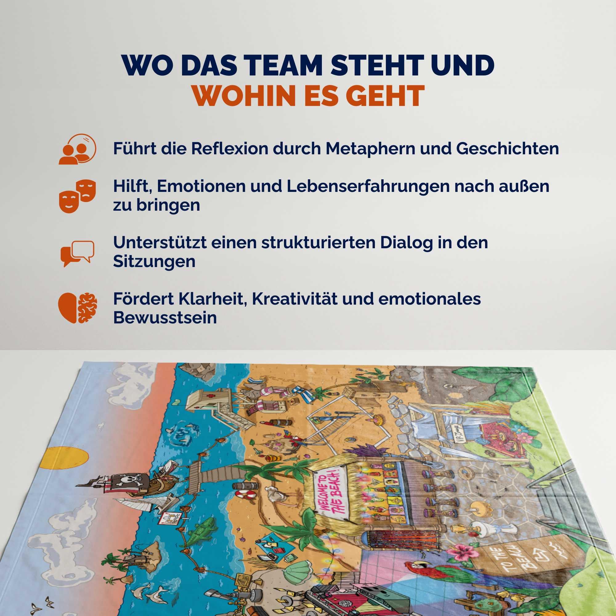 metaFox – Beach Bar Karte für Gruppen | Visuelle Coaching-Karte für Teamentwicklung, Reflexion & Kommunikation | Moderations-Tool für Coaching, Führung & Organisationsentwicklung