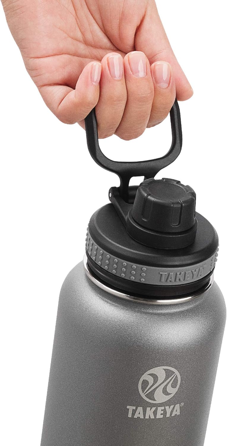 Takeya Originals Vacuum-Insulated Stainless-Steel Water Bottle, 40oz, Graphite (50025): Kitchen & Dining