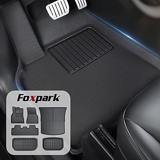 Tesla Model Y Floor Mats Custom Fit for [5 Seater] Model Y 2023 2022 2021, All-Weather 100% TPE Waterproof, 1st & 2nd Row, Rear & Front Trunk, Cargo Liners Accessories