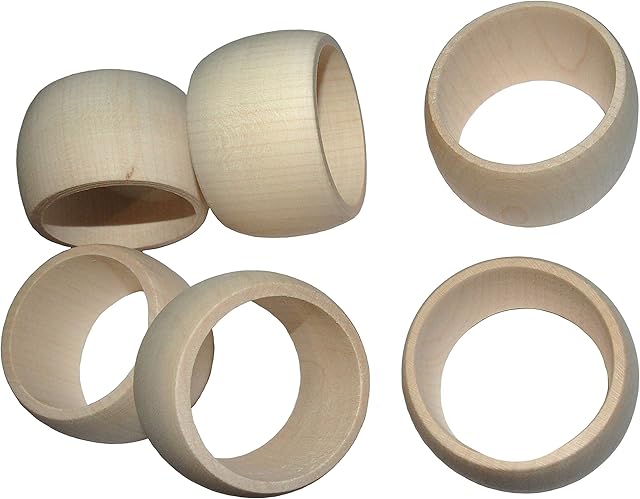 efo Wooden Napkin Rings - Beautiful Rustic Napkin Holders for Dinner Table Decoration - Round Serviette Rings Great for Party Decor - Crafted Napkin Rings Set of 6