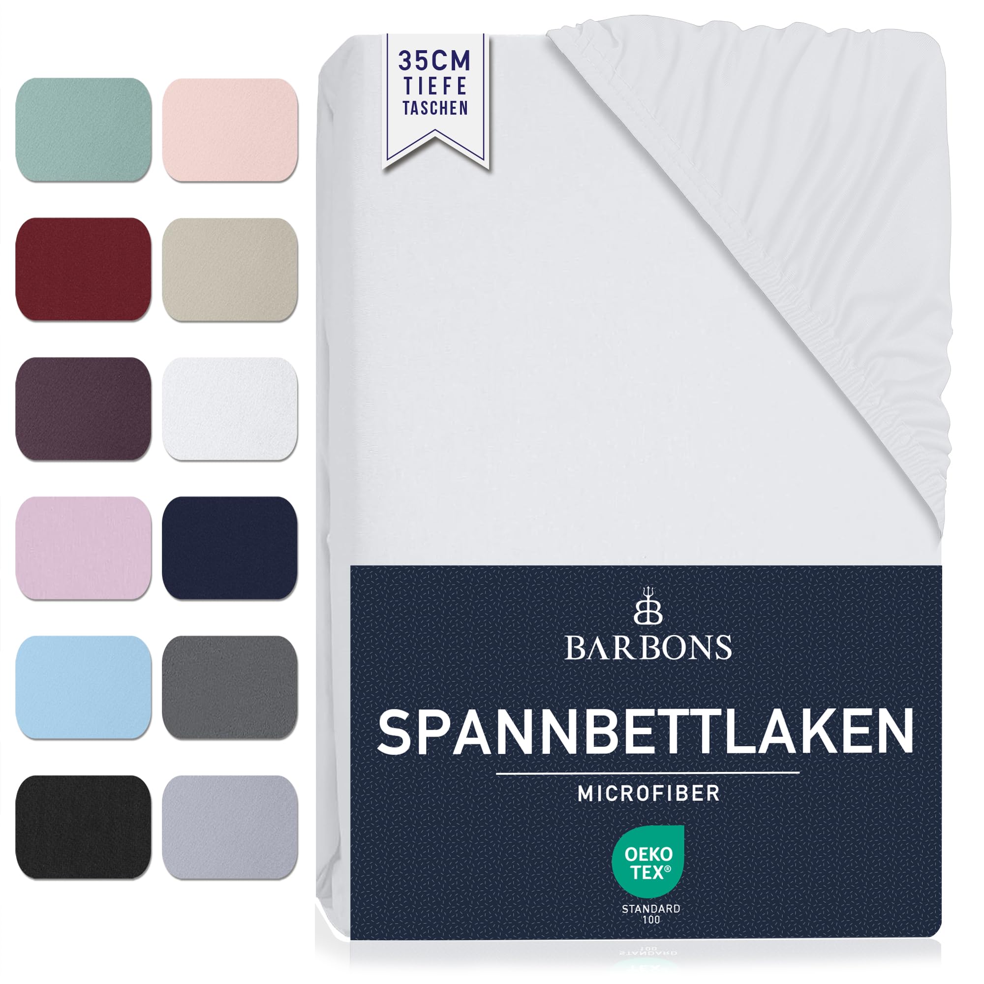 Spannbettlaken 90x200cm - 35 cm Tiefe Tasche Spannbetttuch Oeko-TEX Zertifiziert Gebürstete Polyester Mikrofaser Bettlaken Bettbezug für Boxspringbett Dicke Matratzen (90 x 200 cm - Weiss)