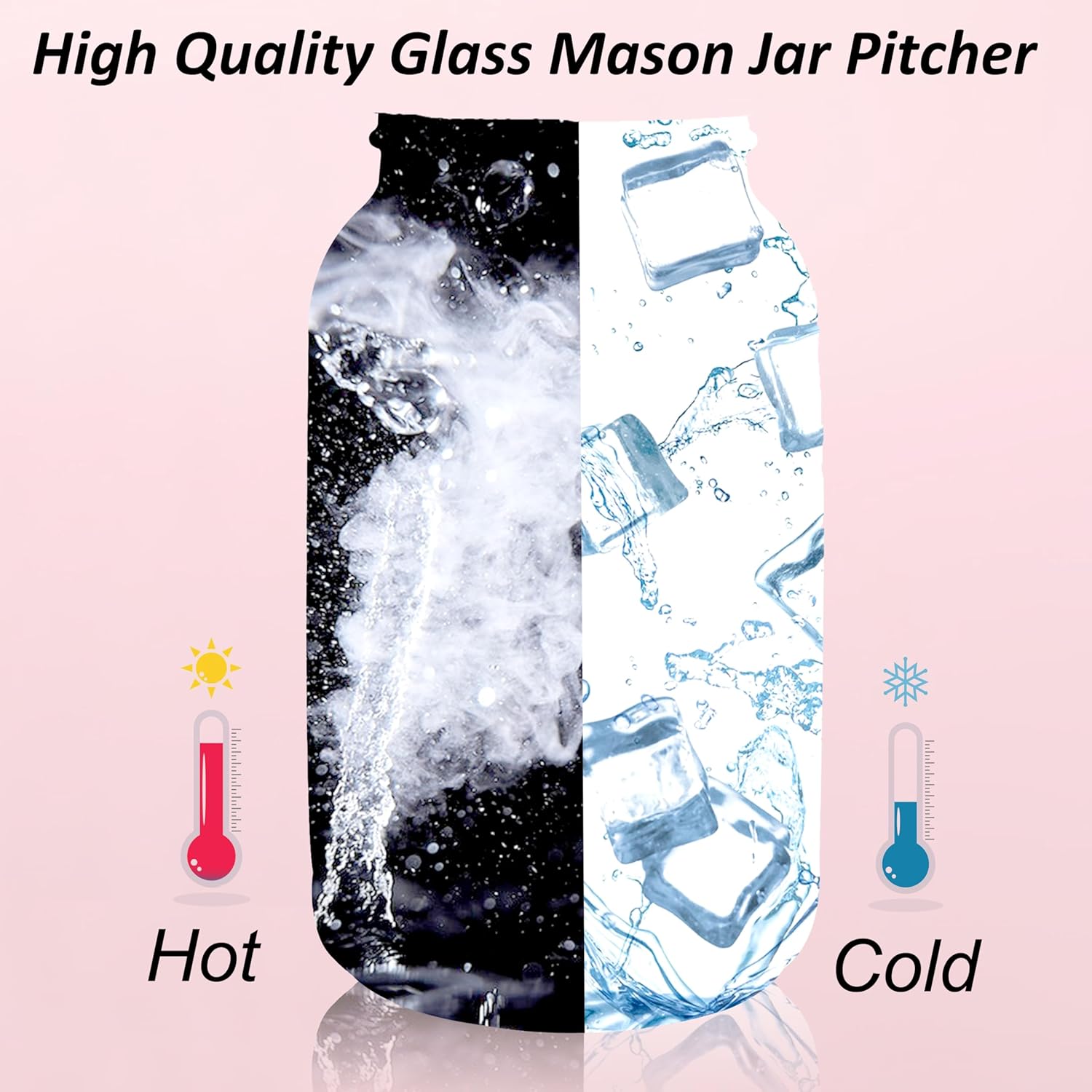 Mason Jar Pitcher 64 OZ Wide Mouth 2 Pack Glass Pitcher With Handle And Pour Spout Lid Airtight And Leakproof Water Pitcher With Flip Cap For Iced Coffee, Milk, Beverage, Lemonade, Iced Tea - Image 5