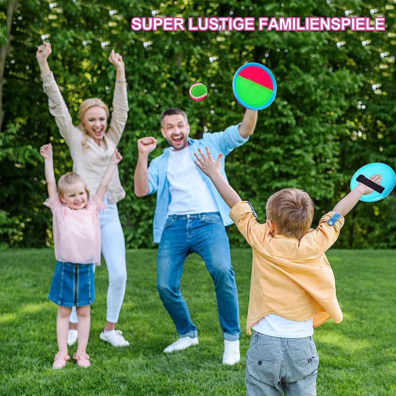 CEWROM Jeu De Balle Velcro 8 Raquettes Et 4 Balles – Jouet De Plage Imperméable Pour Enfants Dès 3 Ans, Sac De Rangement Inclus