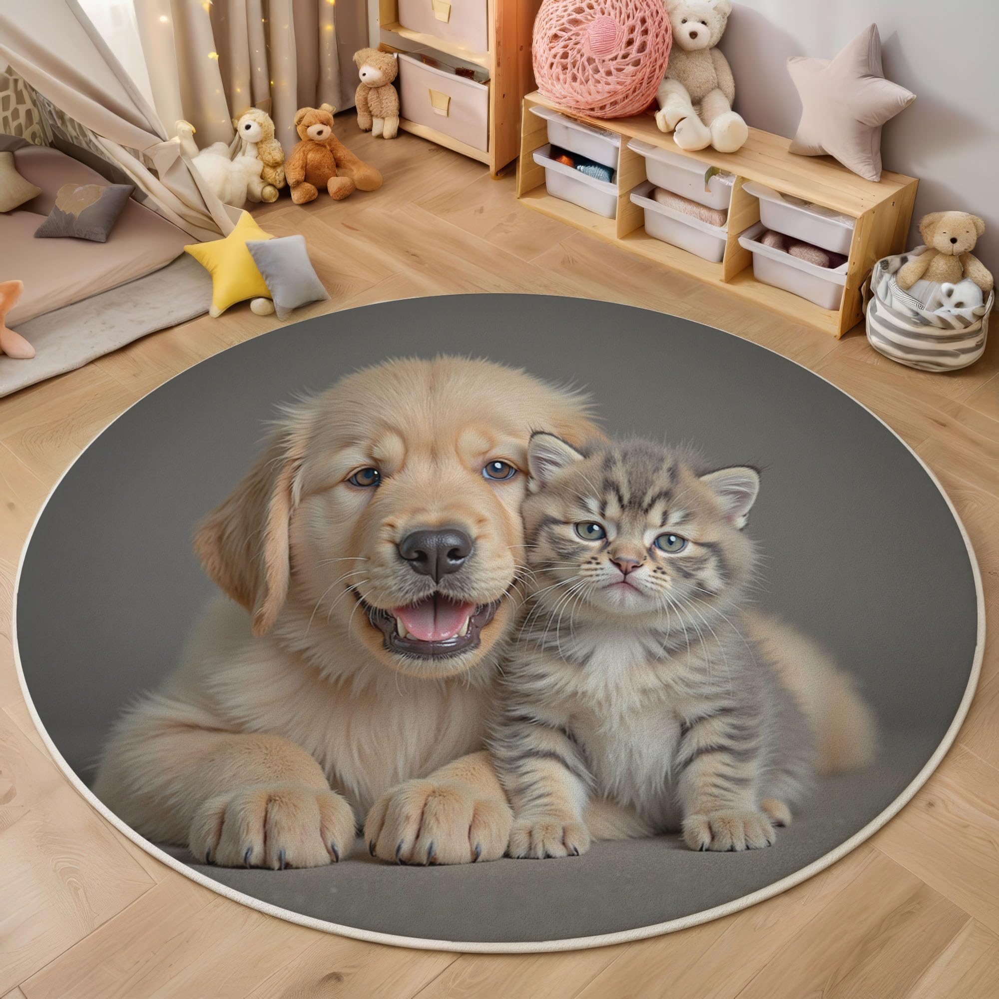Tapis rond lavable et antidérapant pour chambre et entrée