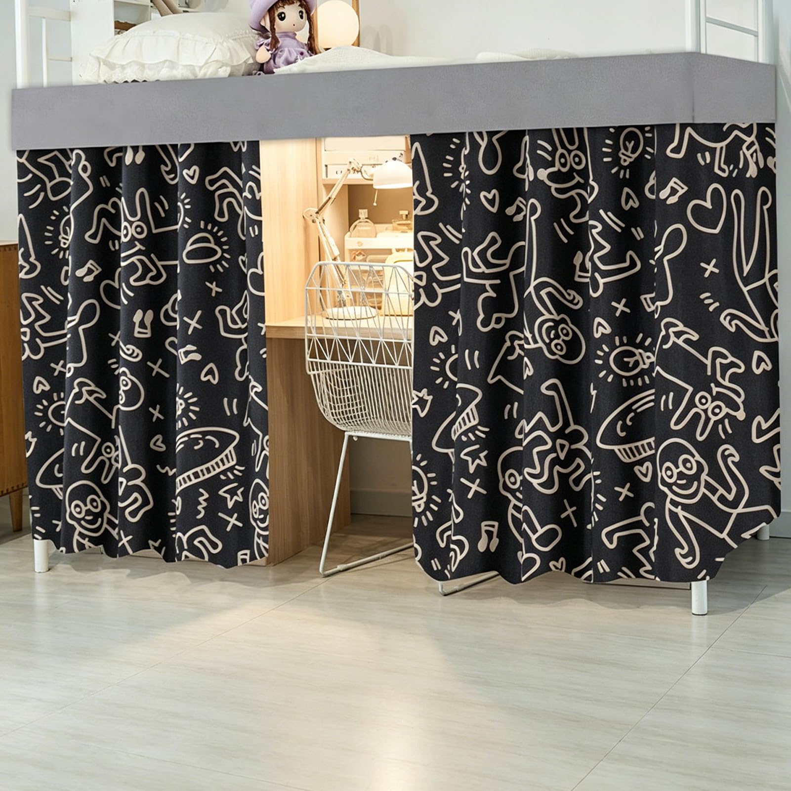 ZZYK Blackout Bottom Bunk Bed Curtains Thickened Dorm Loft Canopy