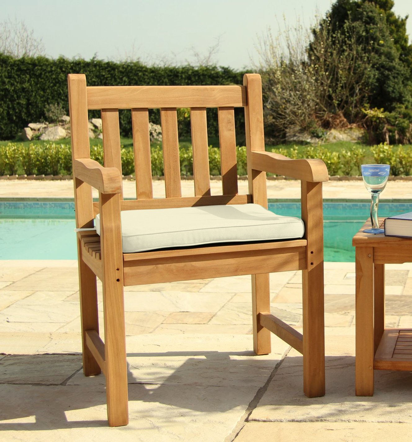 Sustainable Furniture UK Ltd - Showerproof Seat Pad Garden Cushions (PACK OF TWO CUSHIONS) (Extra Large, Natural)