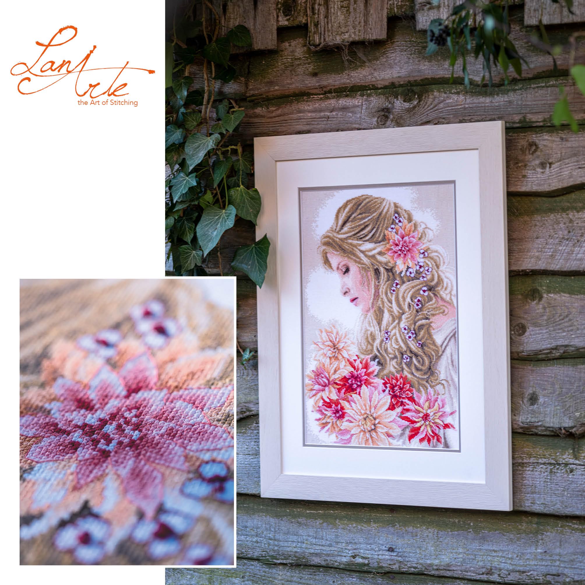 LANARTE Haft Krzyżykowy Liczony Zestaw Obraz do Haftu PANI DALIA Zrób to Sam Zestaw Kreatywny dla Dorosłych Rękodzieło Artystyczne 30 x 45 cm Dekoracja Ścienna DIY Cross Stitch Kit