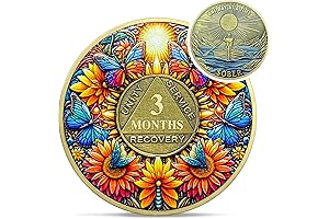 Mesmerizing 'One Day at a Time' Sunflower 3-Month Sobriety Coin: A Symbol of Resilience
