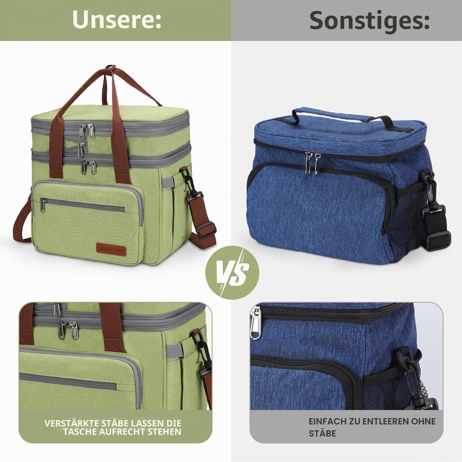 Maelstrom 23L Kühltasche, isolierte Lunchtasche, erweiterbar mit 2 Fächern | Hält bis zu 16 Std. kalt, leicht, stabile Form, Taschentuchfach, ideal für Damen, Herren, Arbeit, Büro, Picknick & Pendler