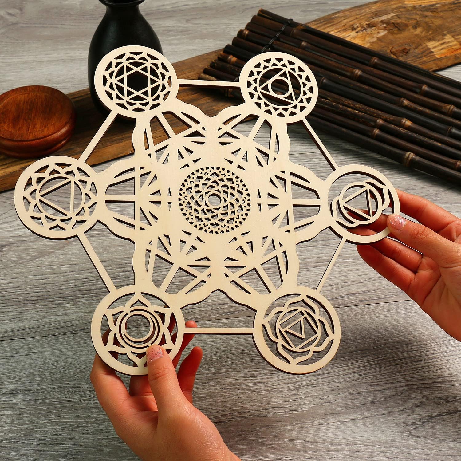 Buy Simurg Metatron's Cube 7 Chakras Crystal Grid Board Metatrons Cube