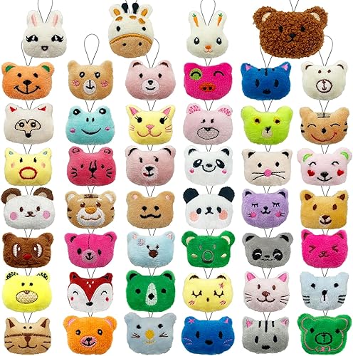 XIPEGPA Juego de 46 juguetes de peluche de animales pequeños, llavero de juguete de peluche para recuerdos de fiesta, llavero adorno para bolsa de