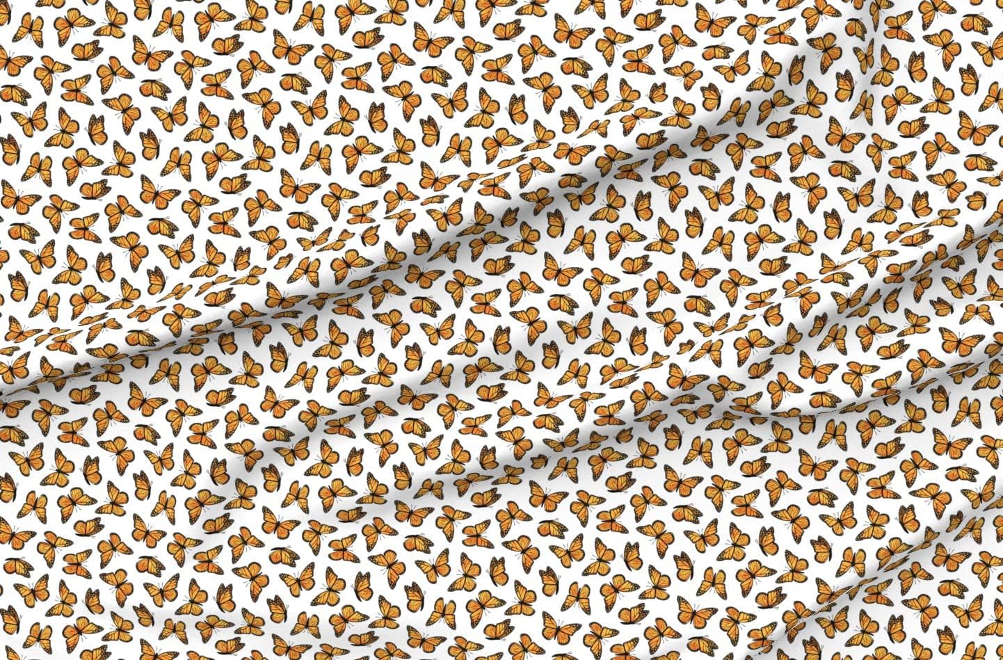 Spoonflower Fabric - Small Scale Monarch Butterflies Butterfly Spring Insect Pollinator Printed on Organic Cotton Sateen Fabric by The Yard - Sewing Quilting Apparel Home Decor