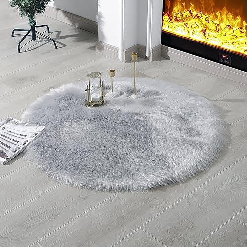 Miniatura 32 de Alfombra de piel sintética de piel de oveja, esponjosa, esponjosa, color negro, de 3 x 4 pies, para dormitorio, mesita de noche, suelo, sala