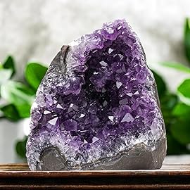 EMPORION Natural Amethyst (3 lb to 4 lb) - 4.5 to 7.5 Height - Crystal Clusters Stone from Uruguay Raw Geode Quartz - Deep Purple Color