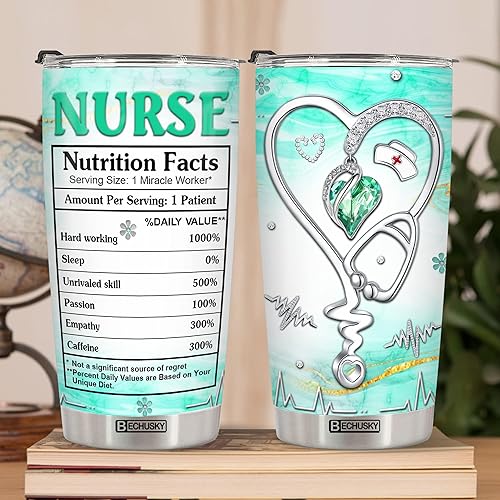 Miniatura 5 de Vaso de enfermera para café y guantes de goma, vaso aislado con texto en inglés "It's A Beautyful Day To Save Lives", taza de viaje de acero