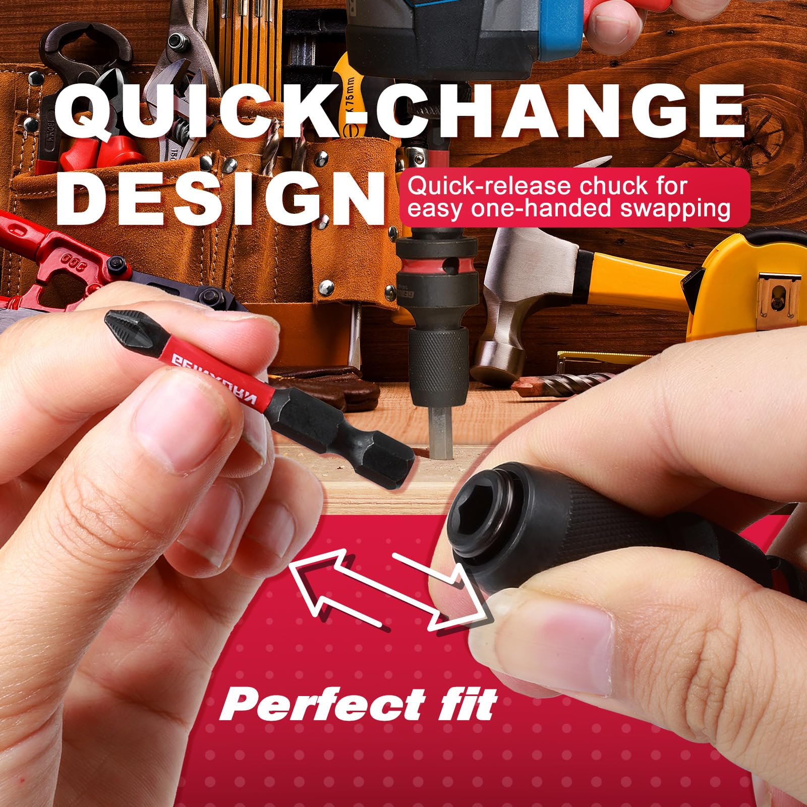 3PCS Impact Screwdriver Bit Holders Include 1/2-inch, 3/8-inch and 1/4-inch Square Drive to 1/4-Inch Quick Release Hex Socket Adapter for Impact Wrench