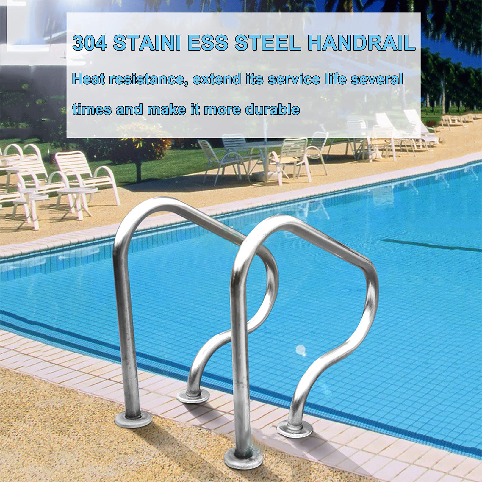 PPWW 1 Copertura per Corrimano di Piscina con Cerniera, Antiscivolo, Forniture per Ringhiere